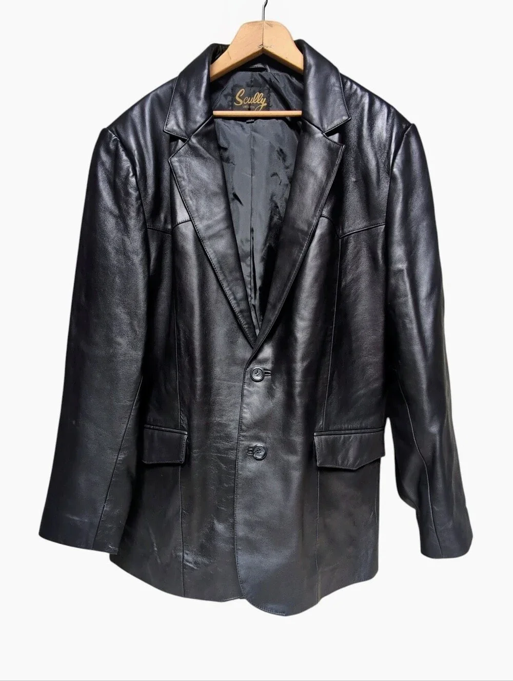 Vintage 90's Men's Scully Black Leather Western Jacket Blazer Men's size 44